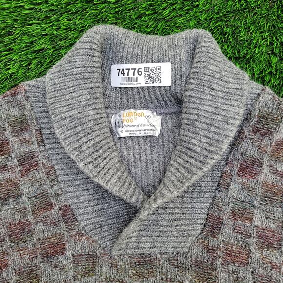 Vintage 80s London-Fog Shetland Wool Sweater S/M 18x23 USA - Picture 10 of 11